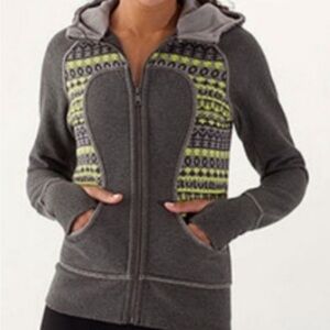 Lululemon Special Edition Scuba Hoodie Sz 2 Heathered Black Fair Isle Full Zip